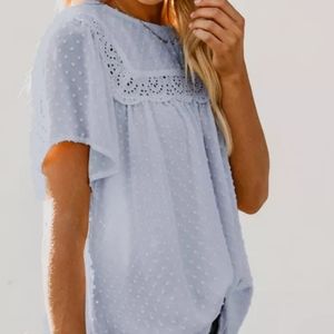 🍁New boutique swiss dot flutter sleeve top